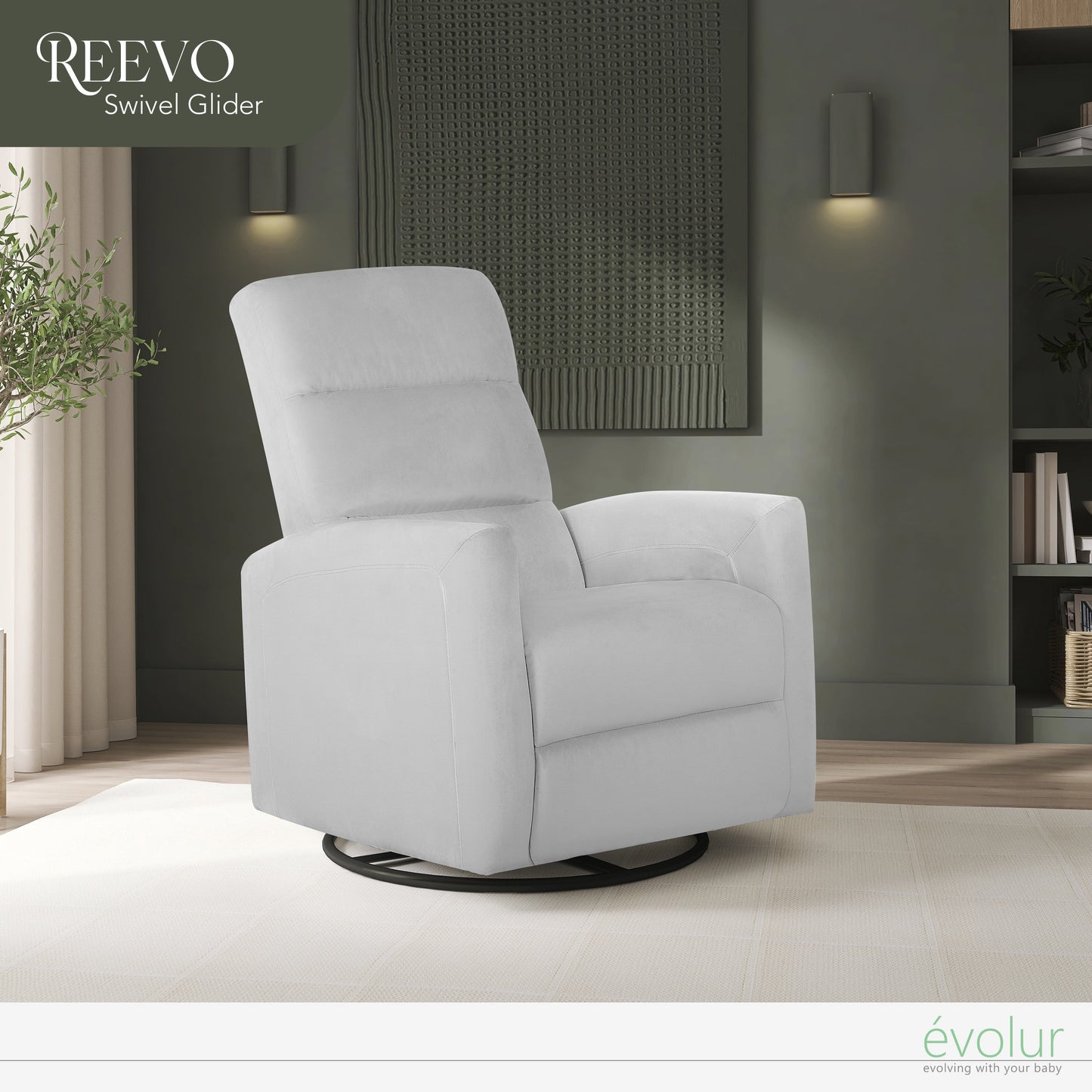 Reevo Swivel Glider in Misty Grey, Easy Assembly