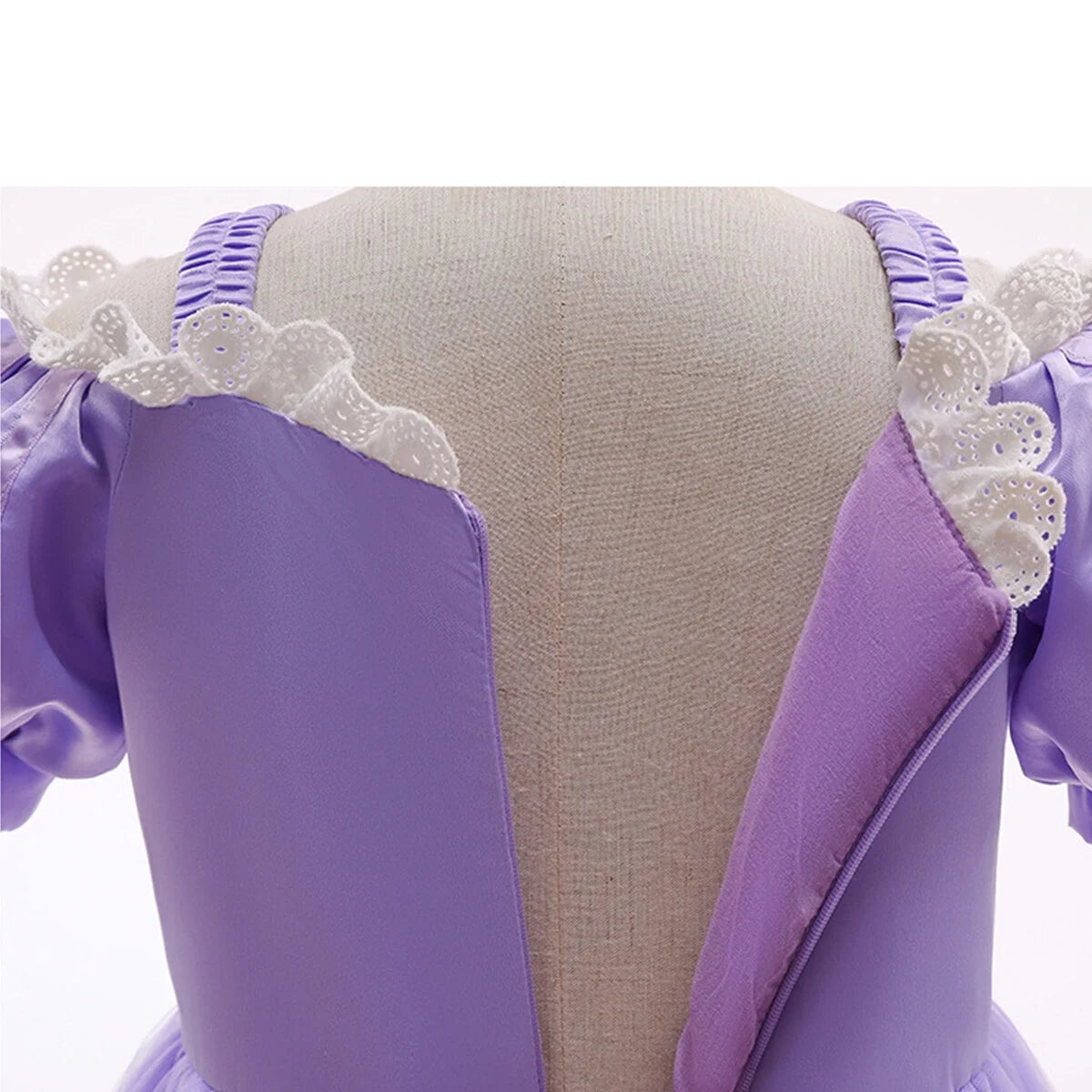 Princess Sofia Dress for Girl Rapunzel Cosplay Halloween Costume Puff Sleeve Layerd Dresses