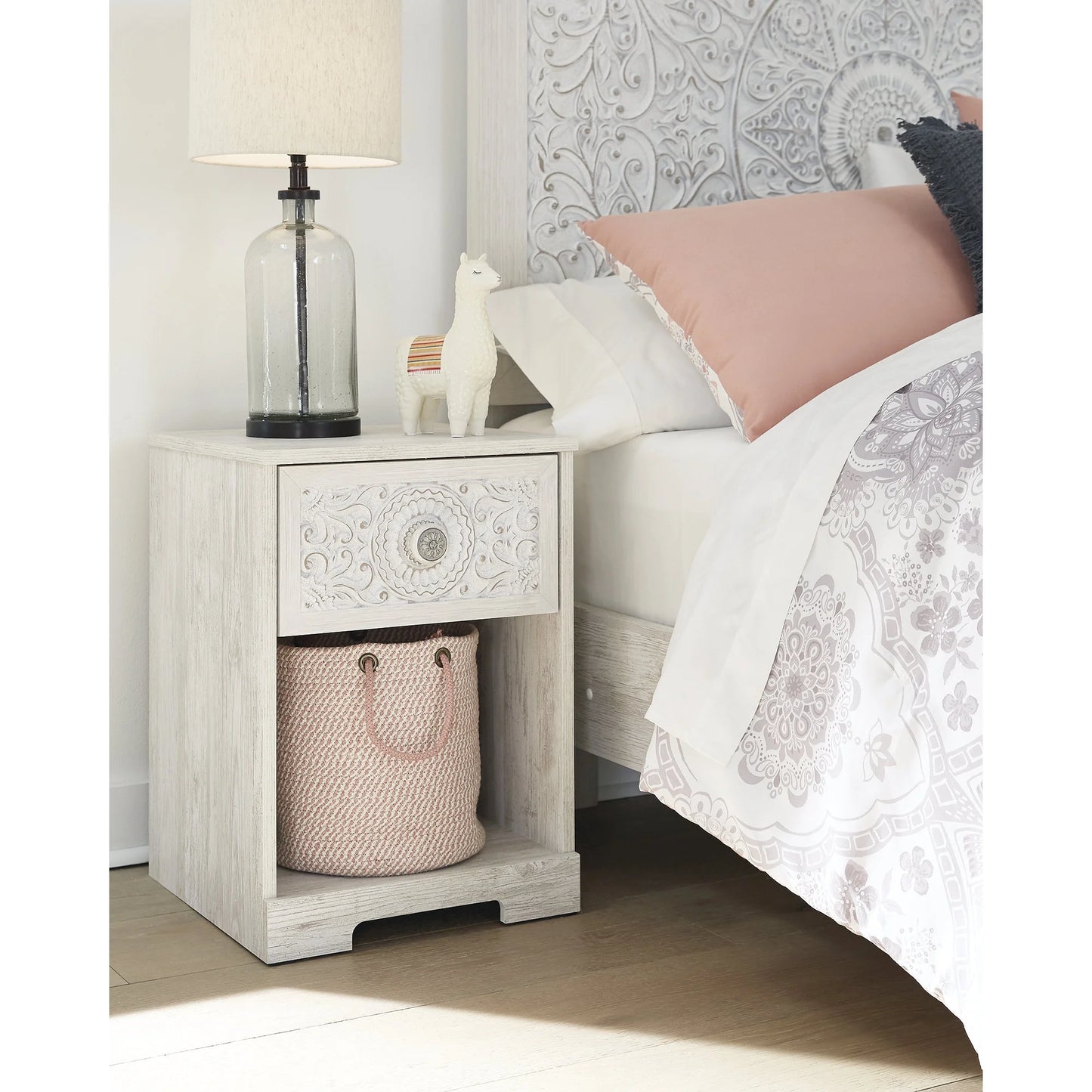 Paxberry 1 Drawer Nightstand Whitewash
