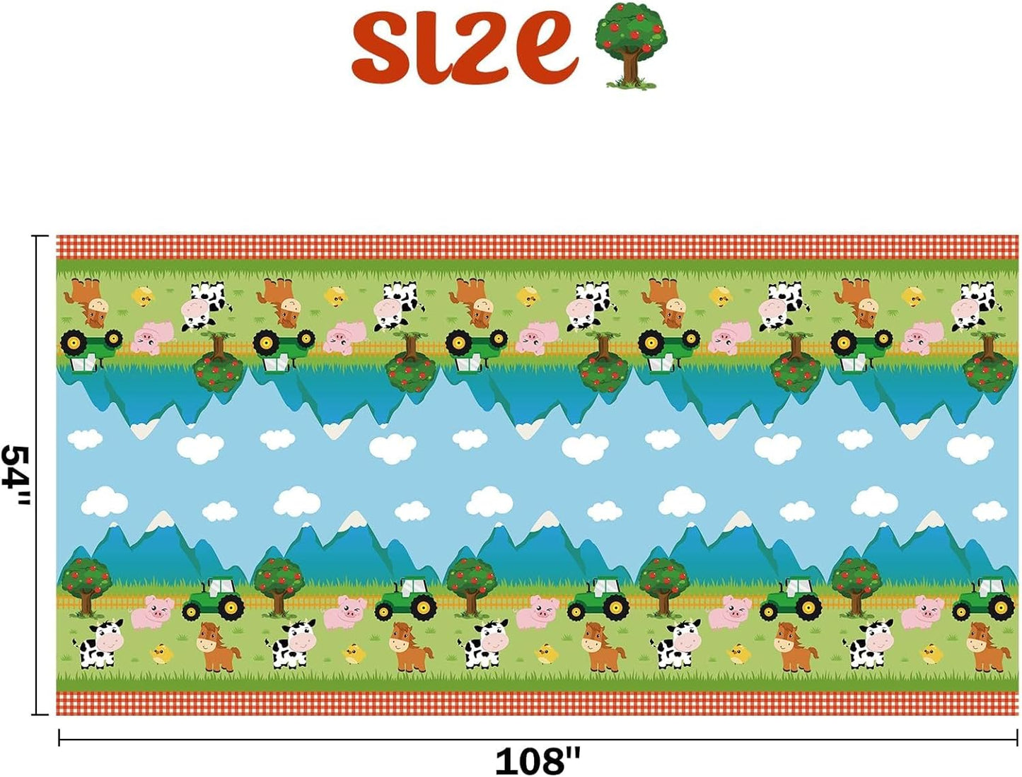 Farm Animal Party Tablecloth - 1 PC 54" X 108" Farm Birthday Party Decorations Disposable Farm Table Cover Farmhouse Animal Theme Party Supplies for Birthday Baby Shower Boys Girls