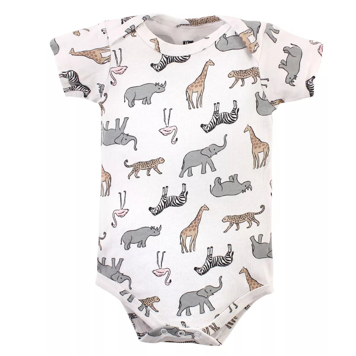 Hudson Baby Infant Girl Cotton Bodysuits, Modern Pink Safari