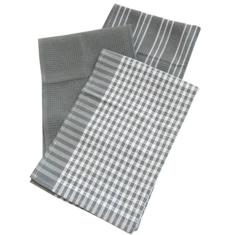 Kitchen Towels Natural Cotton Tea Towels Dish Cloth Absorbent and Lint-Free Machine Washable Table Napkin 3PCS/SET