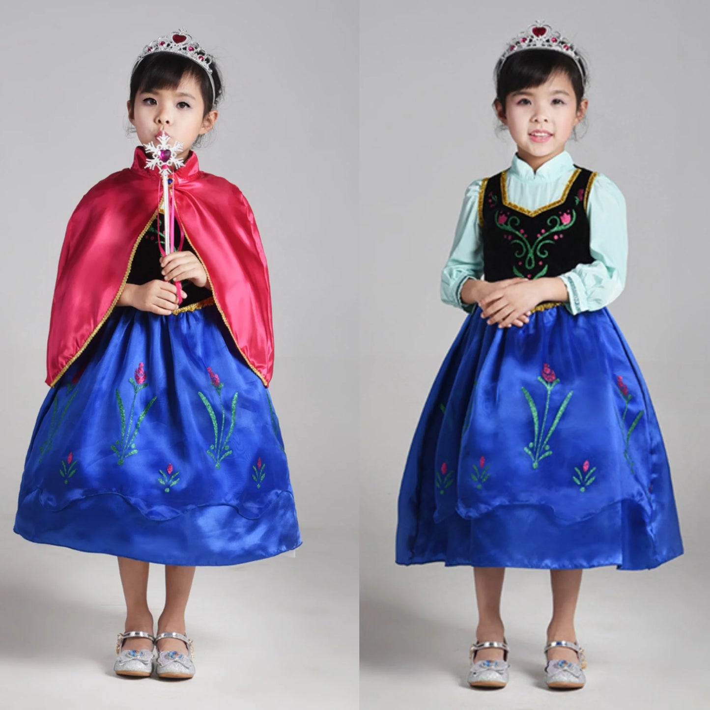 Anna Costume for Girls Frozen Dress Anna Dresses Princess Costume Toddle Long Sleeve with Accessories Birthday Party Cosplay 100 CM 2-3 Years