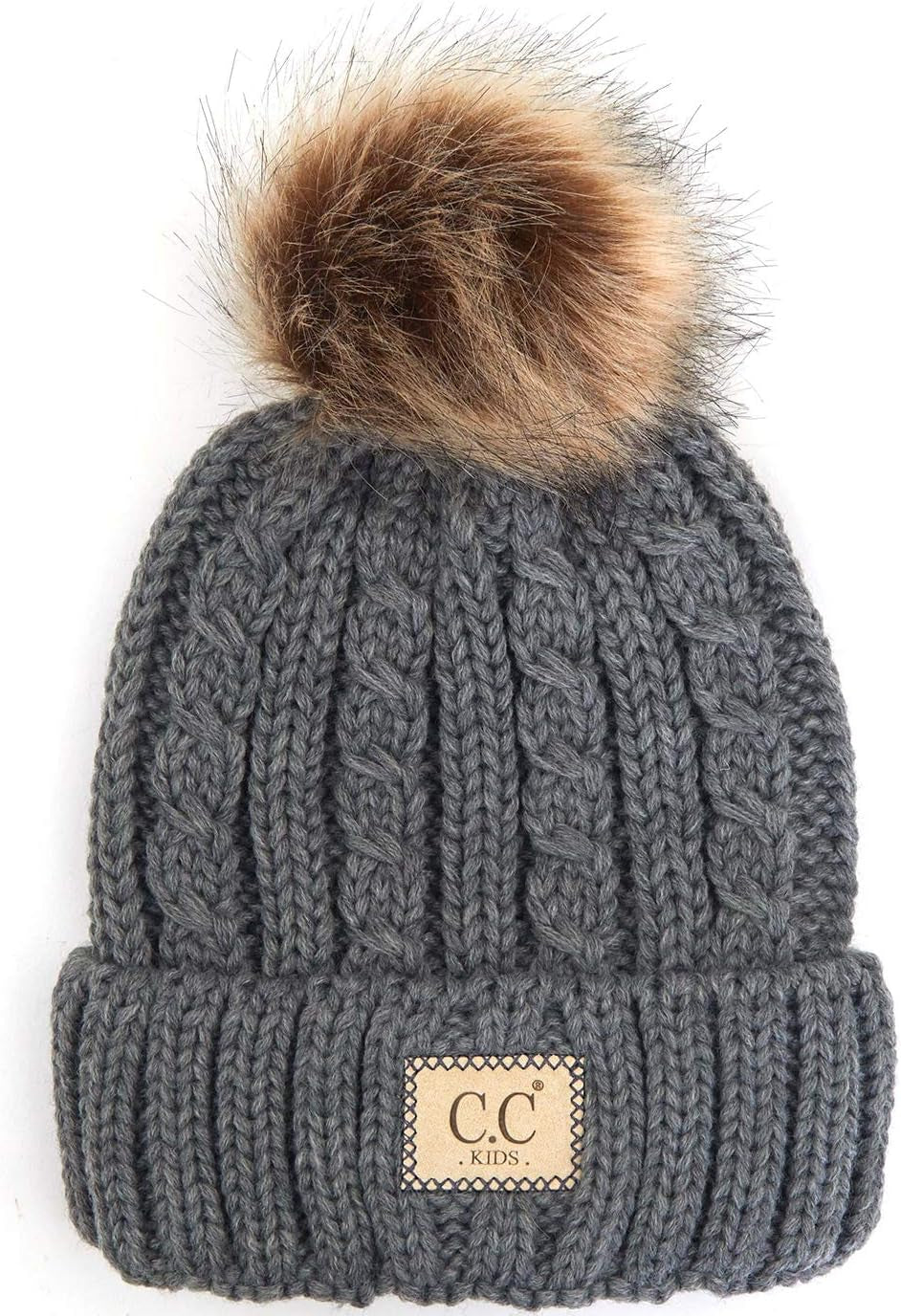 Cozy Toddler Cable Knit Pom Beanie - Warm Winter Hat for Kids