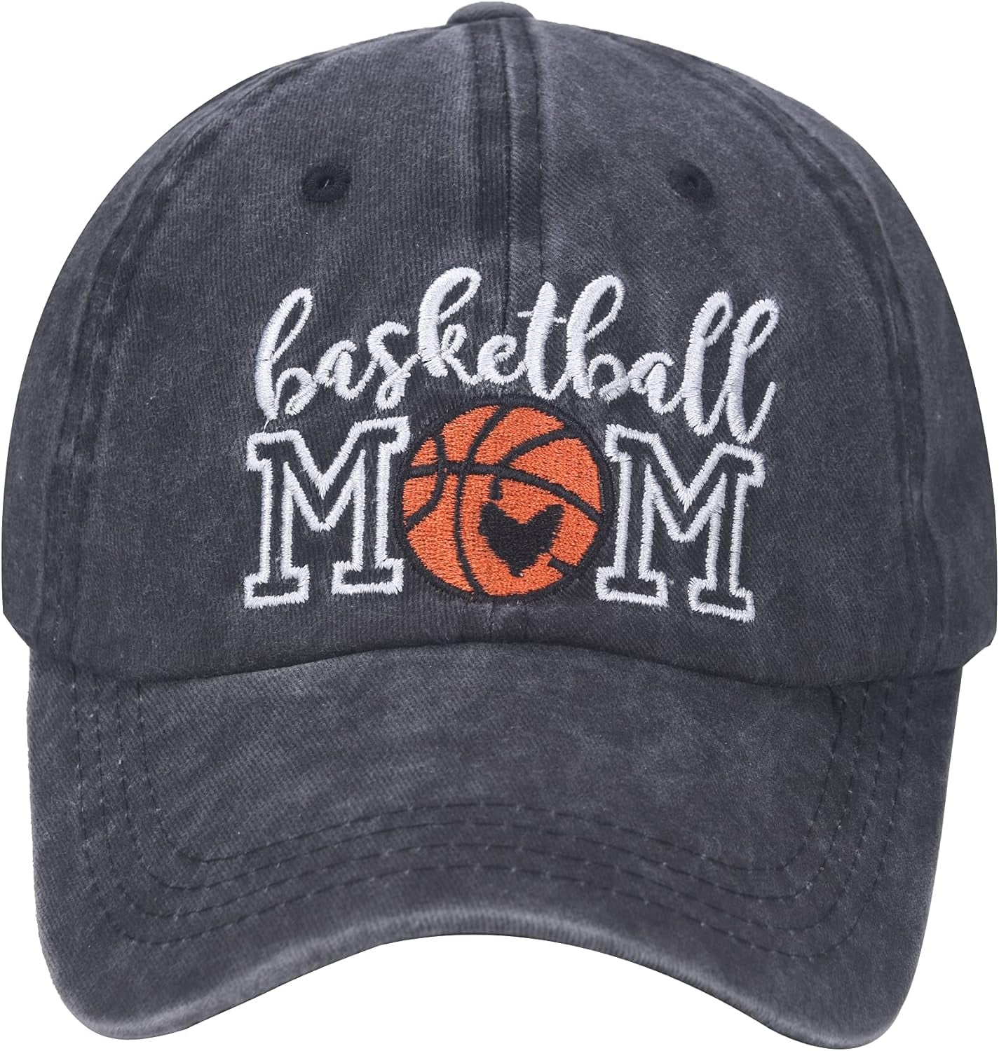 Distressed Basketball Mom Baseball Cap for Women, Adjustable Washed Dad Hat for Mama