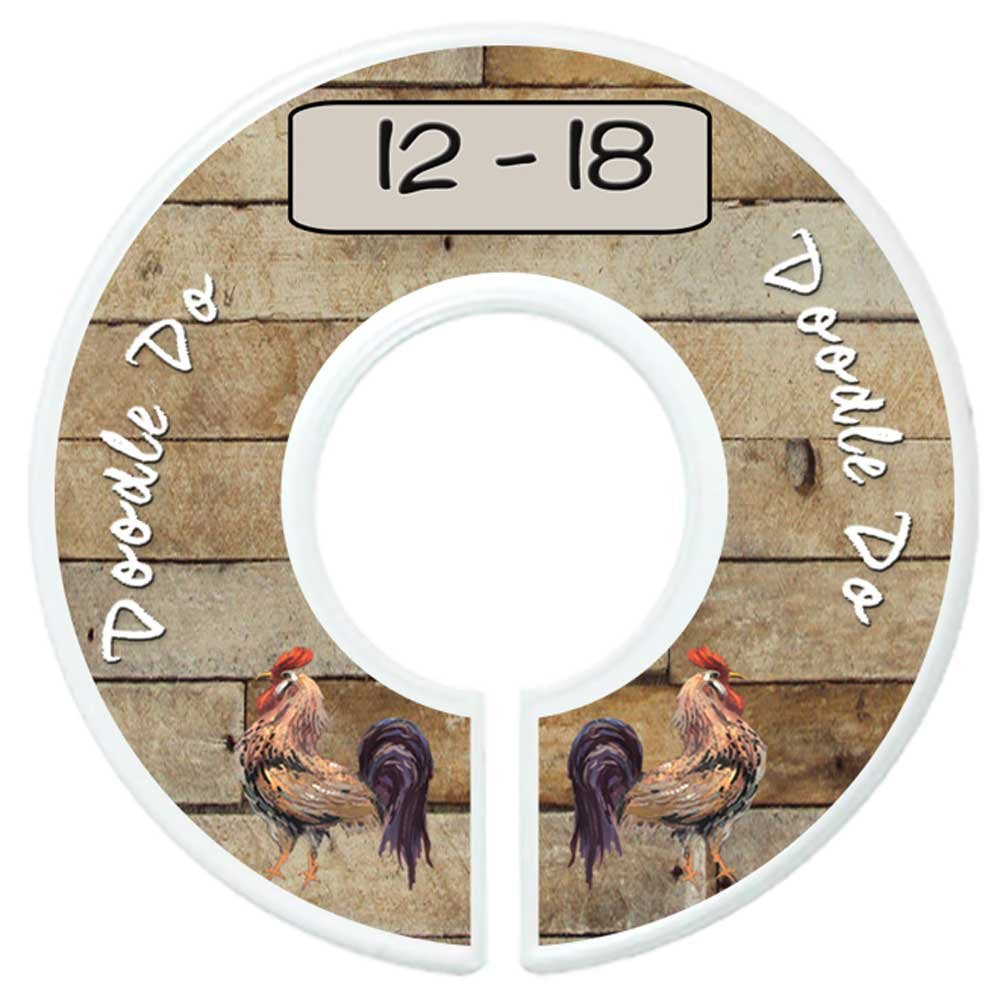 Baby Nursery Closet Dividers, Barnyard Themed, 6 Piece Set, Plastic, Multicolor, 3.5 in Height and Width, 1 3/8 in Diameter Opening