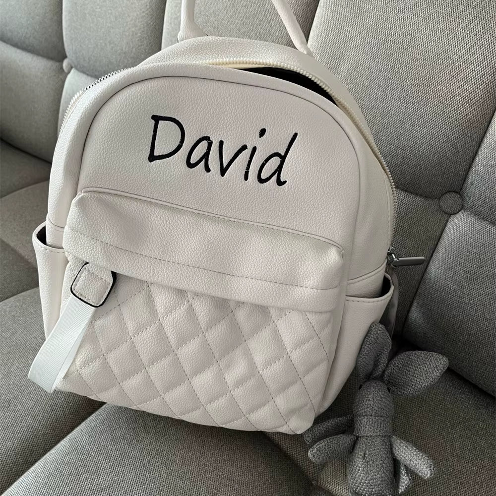 Women'S PU Backpack Custom Name Fashion Ladies Small Backpack Bridesmaid Bride Gift Bag with Embroidered Name of Wedding Party