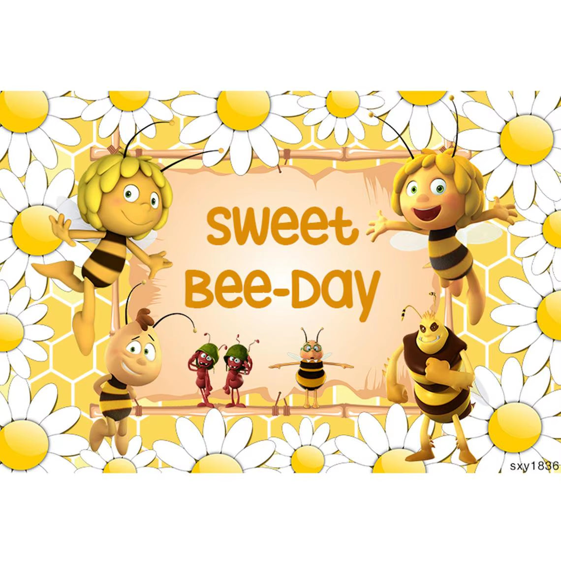 Maya the Bee Photography Background Sunflowers Baby Bee Day Newborn Backdrops Photo Studio Birthday Party Backdrops Custom