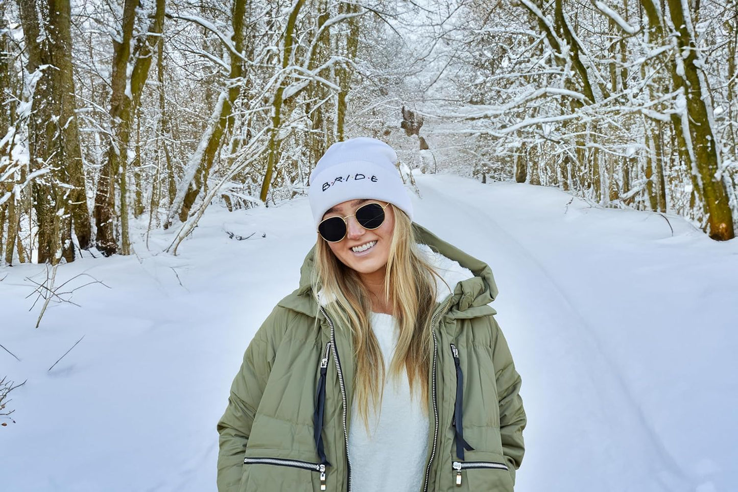 Womens Bride Beanie Warm Knit Embroidered Bride Tribe Skull Cap Hat