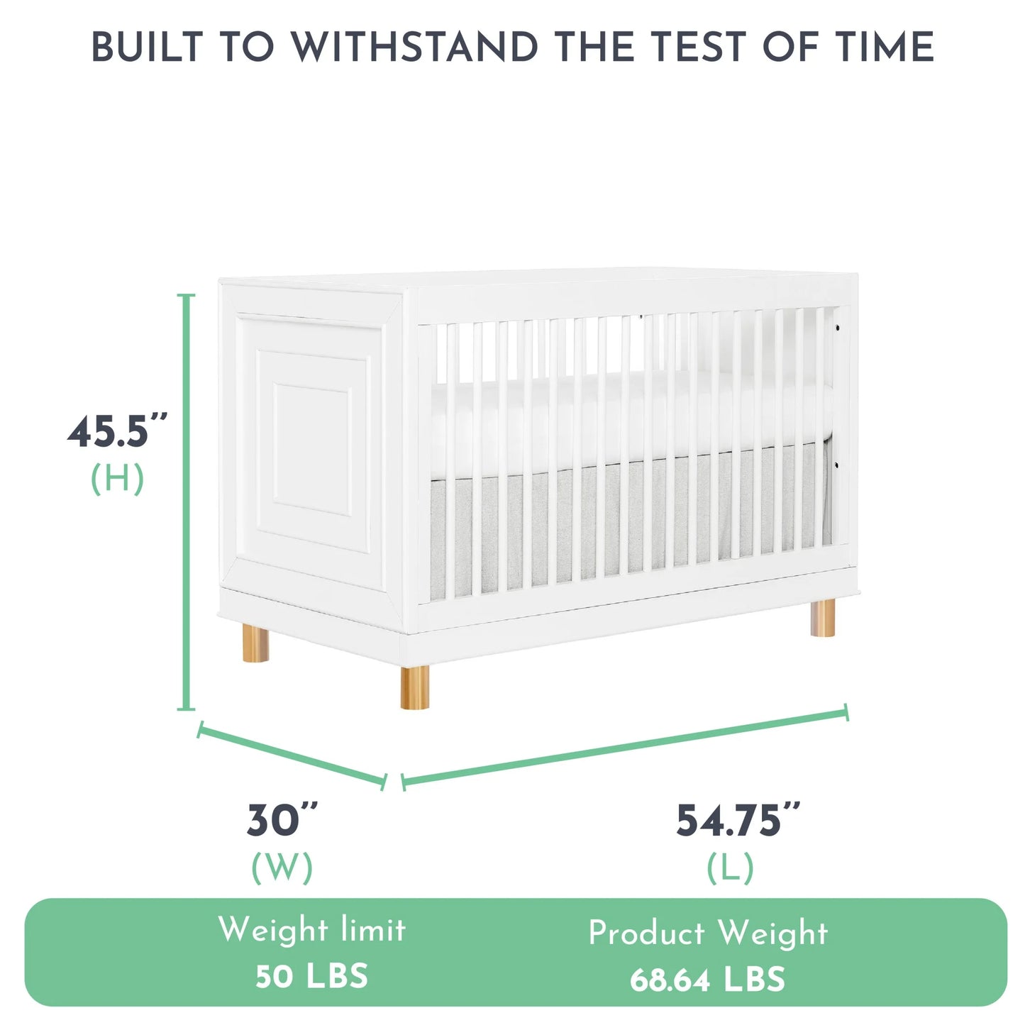 Art Deco Crib in White/Gold