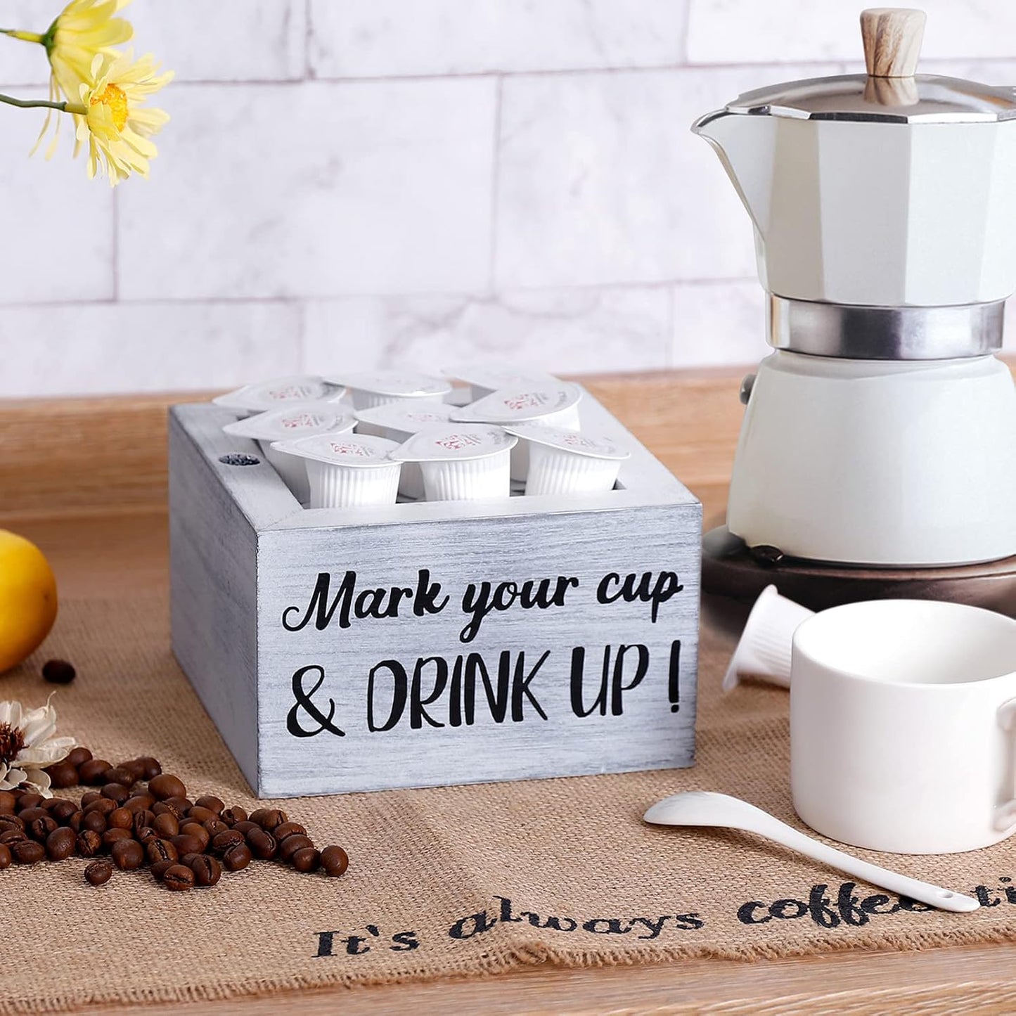 Disposable Cup Holder with Marker Slot Mark Your Cup and Drink up Dispenser Wooden Cup Organizer Farmhouse Rustic Bar Wedding Party Housewarming Decor Hostess Bridal Couples Gift