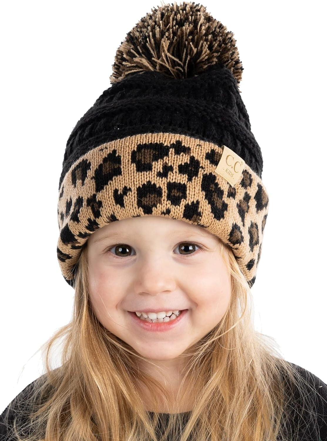 Cozy Toddler Cable Knit Pom Beanie - Warm Winter Hat for Kids