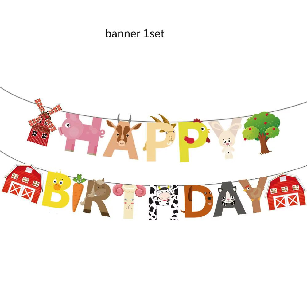 Farm Cow Theme Birthday Party Animal Party Cow Decoration Disposable Cups Plates Flags Tablecloth Baby Shower Balloon Decoration