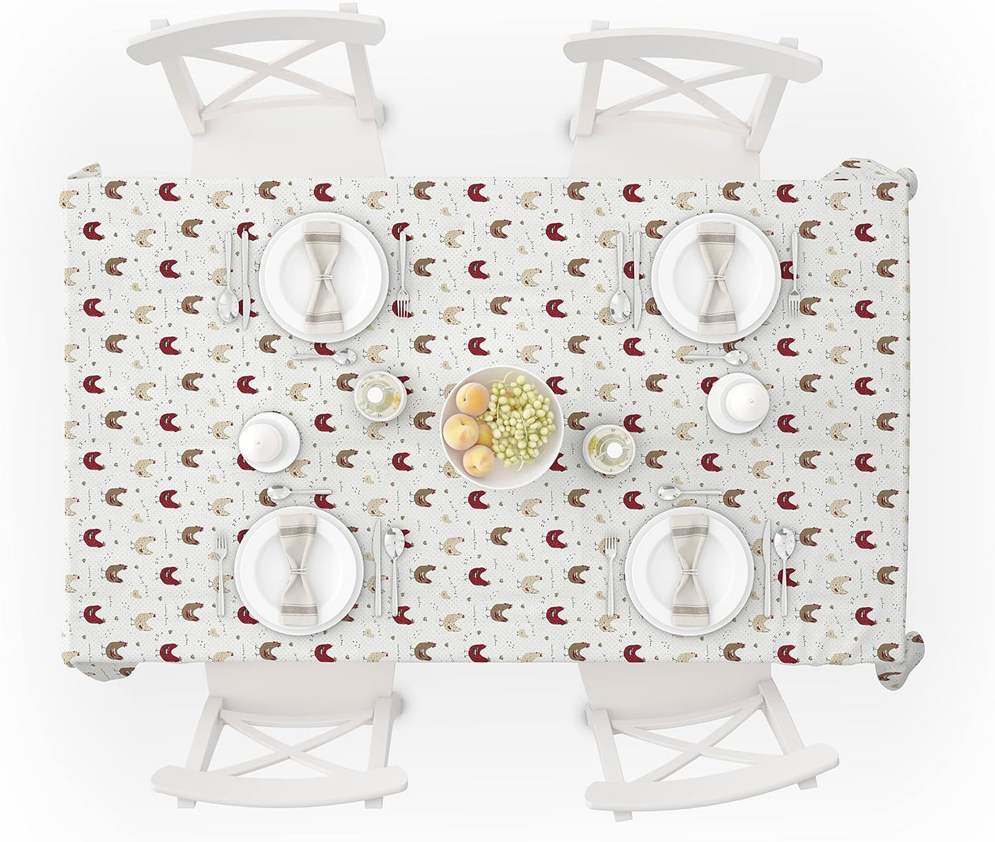 Farmhouse Chicken Fabric Tablecloth 100% Cotton, 52 X 70 Rectangular
