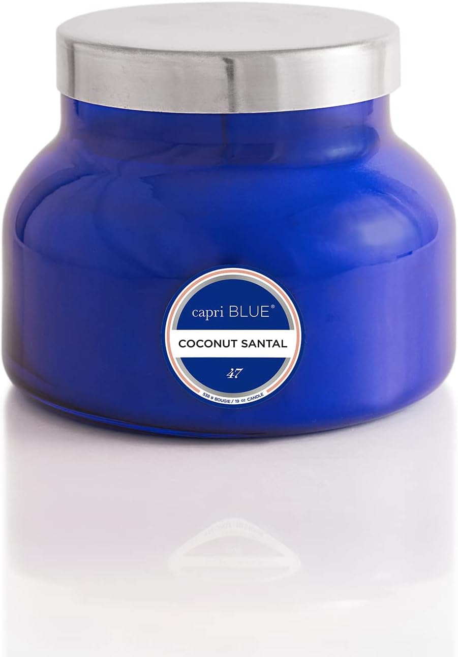Signature Jar Candles - Long Lasting Soy Wax Blend - Luxury Tropical Scented Candles - Comes in Blue Decorative Glass Jar (Havana Vanilla, 8 Oz)