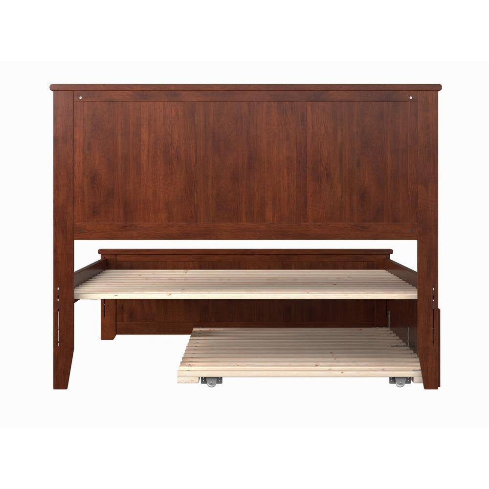 Madison Walnut Full Platform Bed with Matching Foot Board and Twin Size Urban Trundle Bed