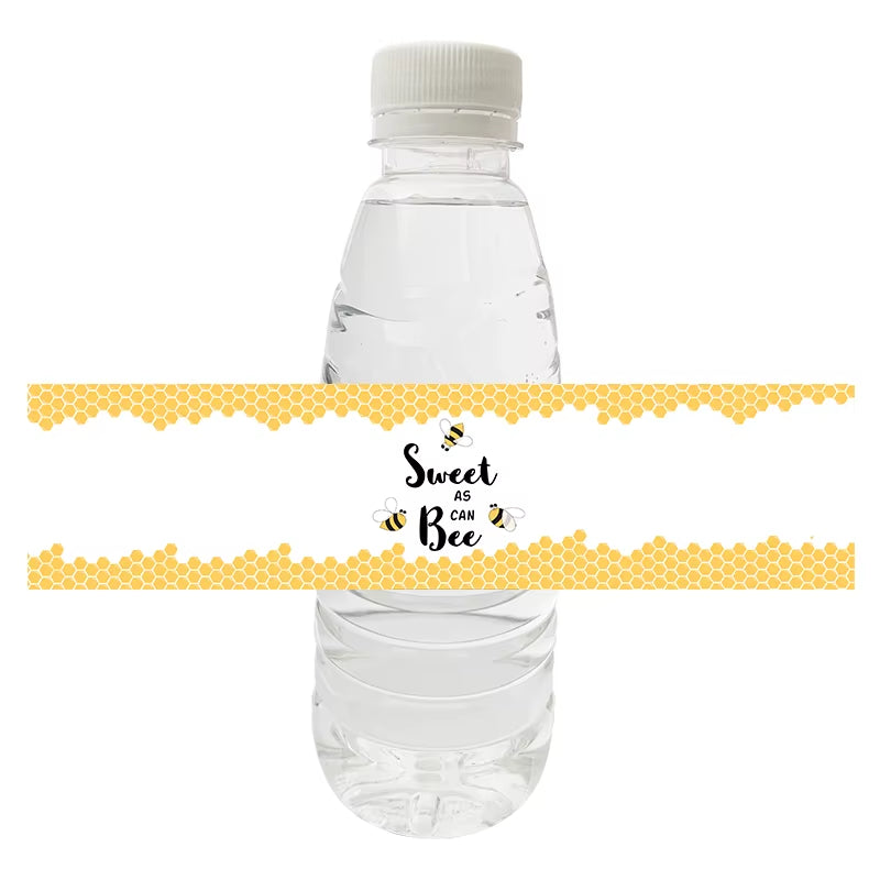 10Pcs Happy Bee Day Bottle Labels Stickers Happy Birthday Honey Bee Party Baby Shower Decorations Kids Toy Water Labers