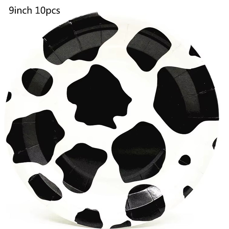 Farm Cow Theme Birthday Party Animal Party Cow Decoration Disposable Cups Plates Flags Tablecloth Baby Shower Balloon Decoration
