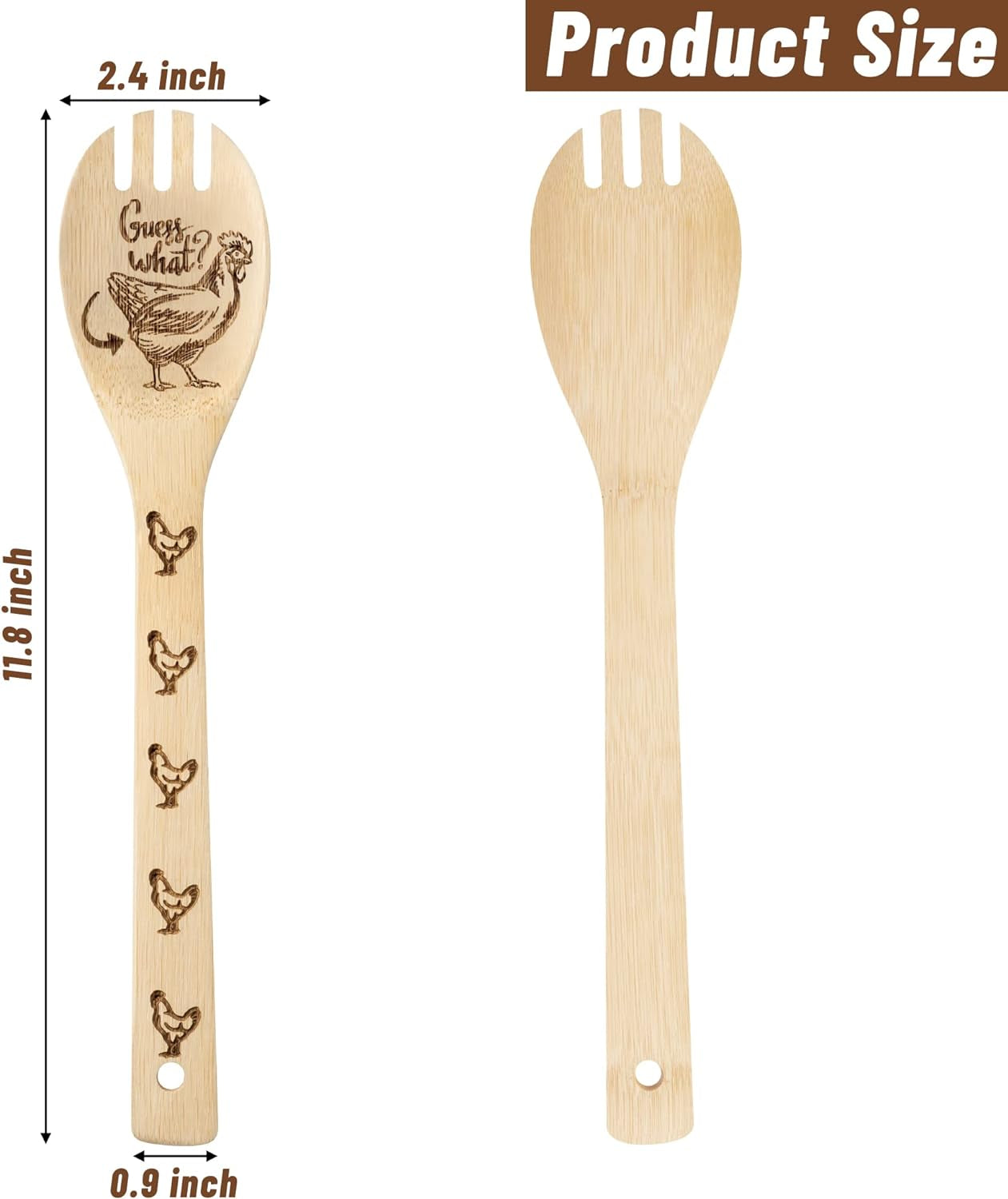 5Pcs Rooster Chicken Wooden Spoons Utensils Set Non-Stick Cooking Carve Burned