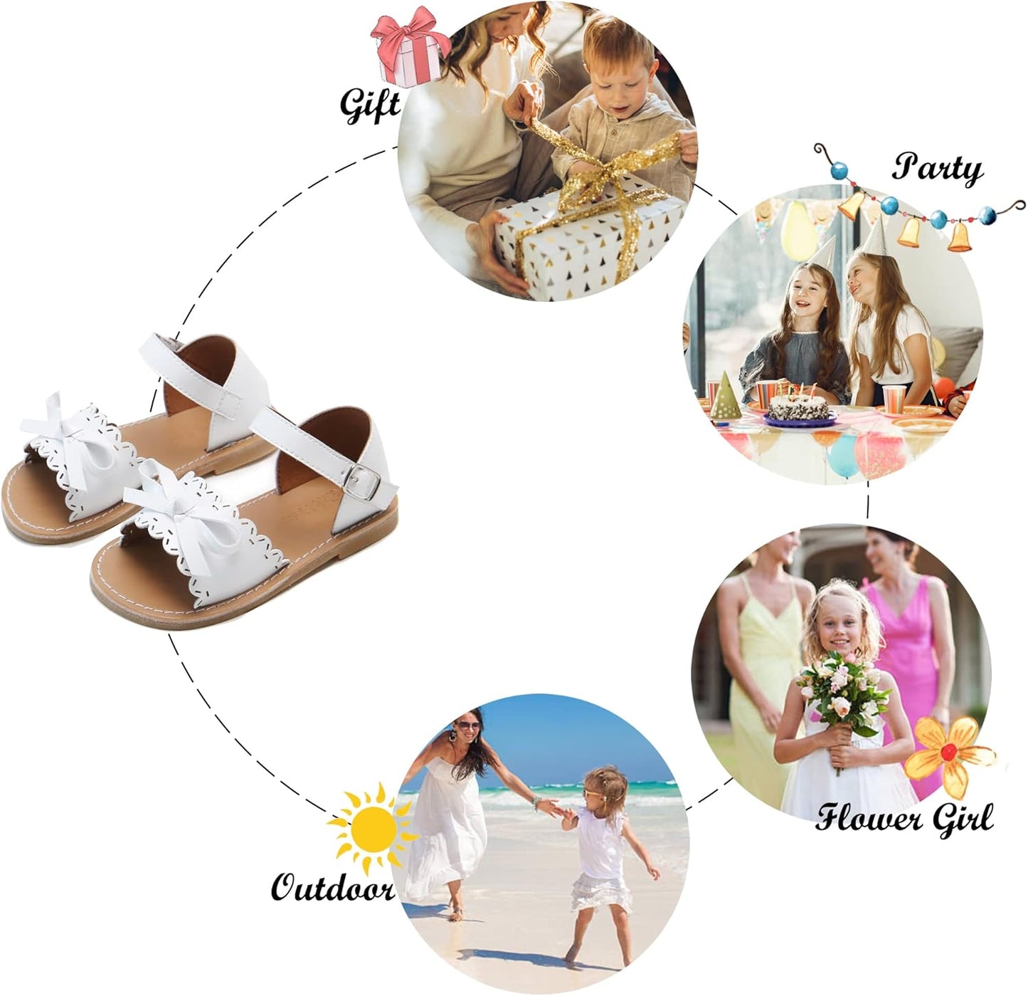 Toddler Girl Sandals - Little Girl Easter Summer Dress Shoes Lightweight Open Toe Beach Holiday.