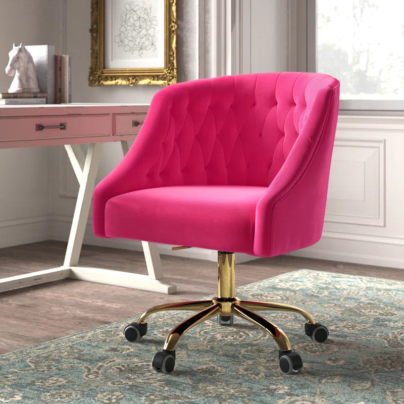 Louise 35.5'' H Velvet Hand-Curated Task Chair with Button Tufted