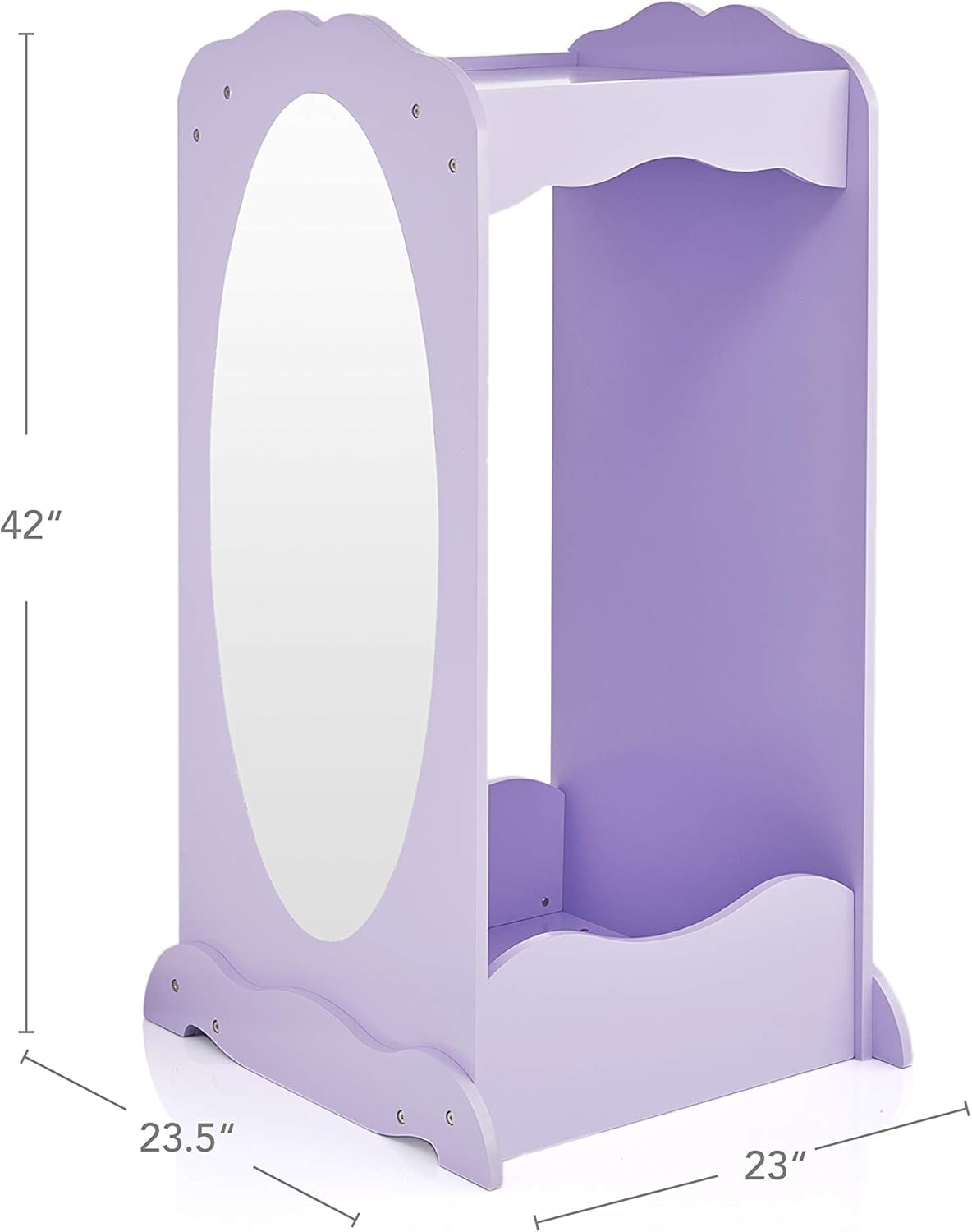 Dress up Cubby Center - Lavender: Kids Clothing Storage Rack, Costume & Shoes Wardrobe with Mirror and Side Hooks - Standing Closet for Toddlers