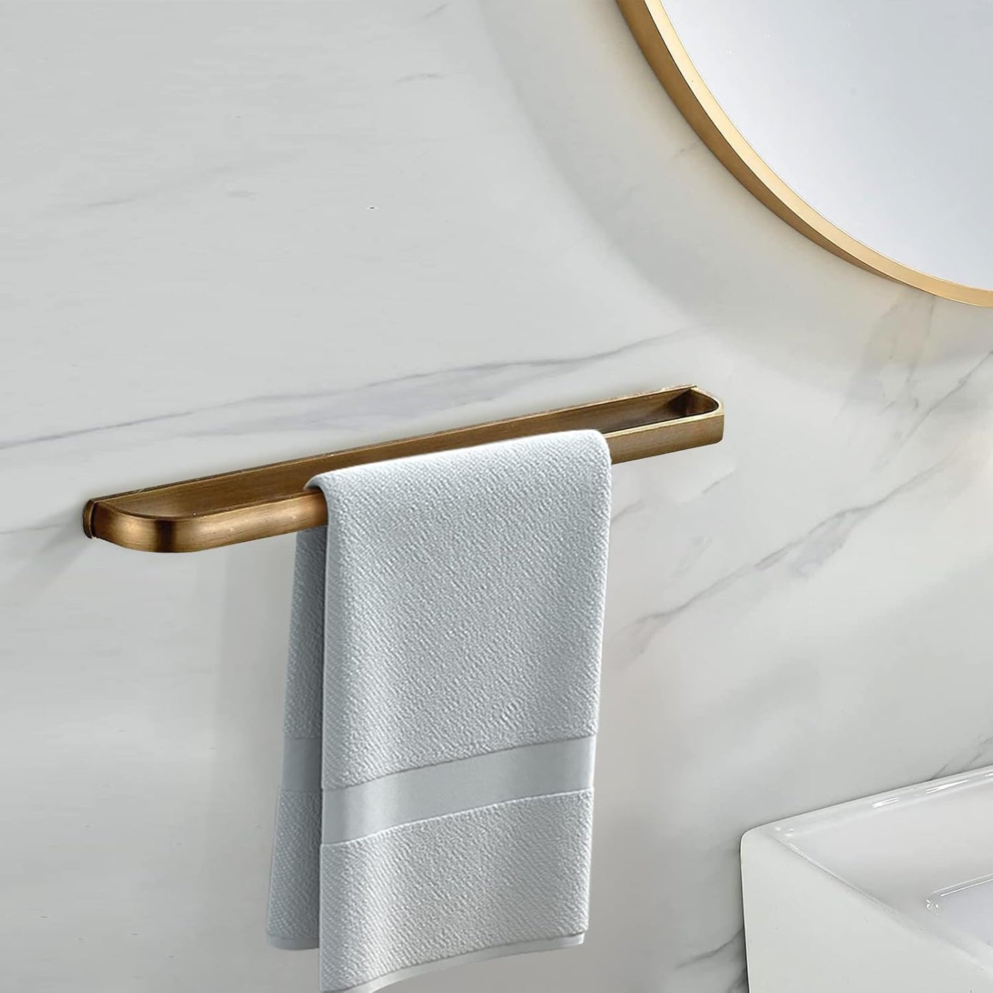 Brass Towel Bar, Antique Bathroom 23.6 Inch Bath Towel Holder Rack, Wall Mounted Bathroom Accessory Towel Rod Hanger Retro