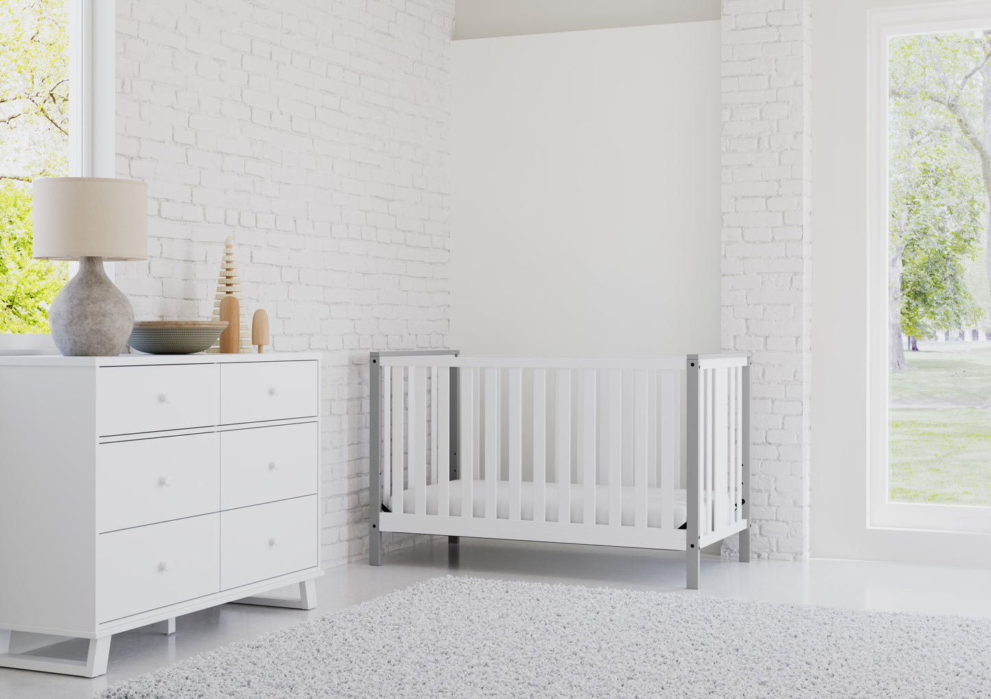 Modern Pacific 4-In-1 Convertible Baby Crib, Pebble Gray