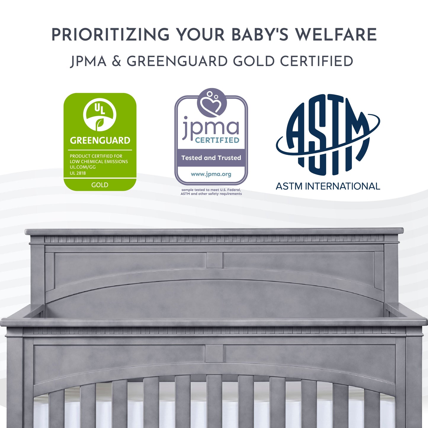 Santa Fe 5-In-1 Convertible Crib, Storm Grey