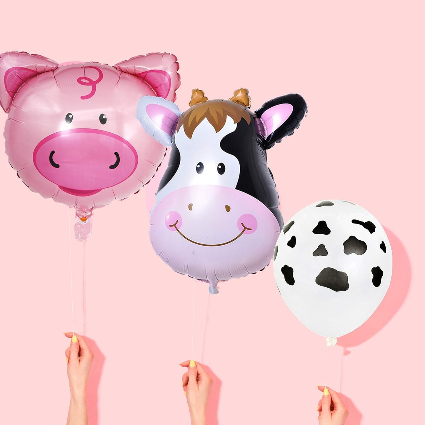 18Pcs Farm Animal Balloons for 1St Birthday Party Decorations Pig Cow Head First Farm Animal Theme Balloon Garland Arch 40" Number 1 Foil Balloon 12" Latex Balloon Baby Girl Shower Party Supplies