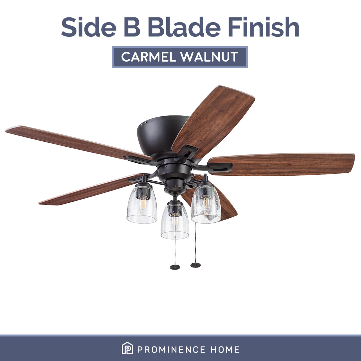 Arthur 52" Bronze Farmhouse Flushmount Ceiling Fan with 5 Blades, Remote & Reverse Airflow