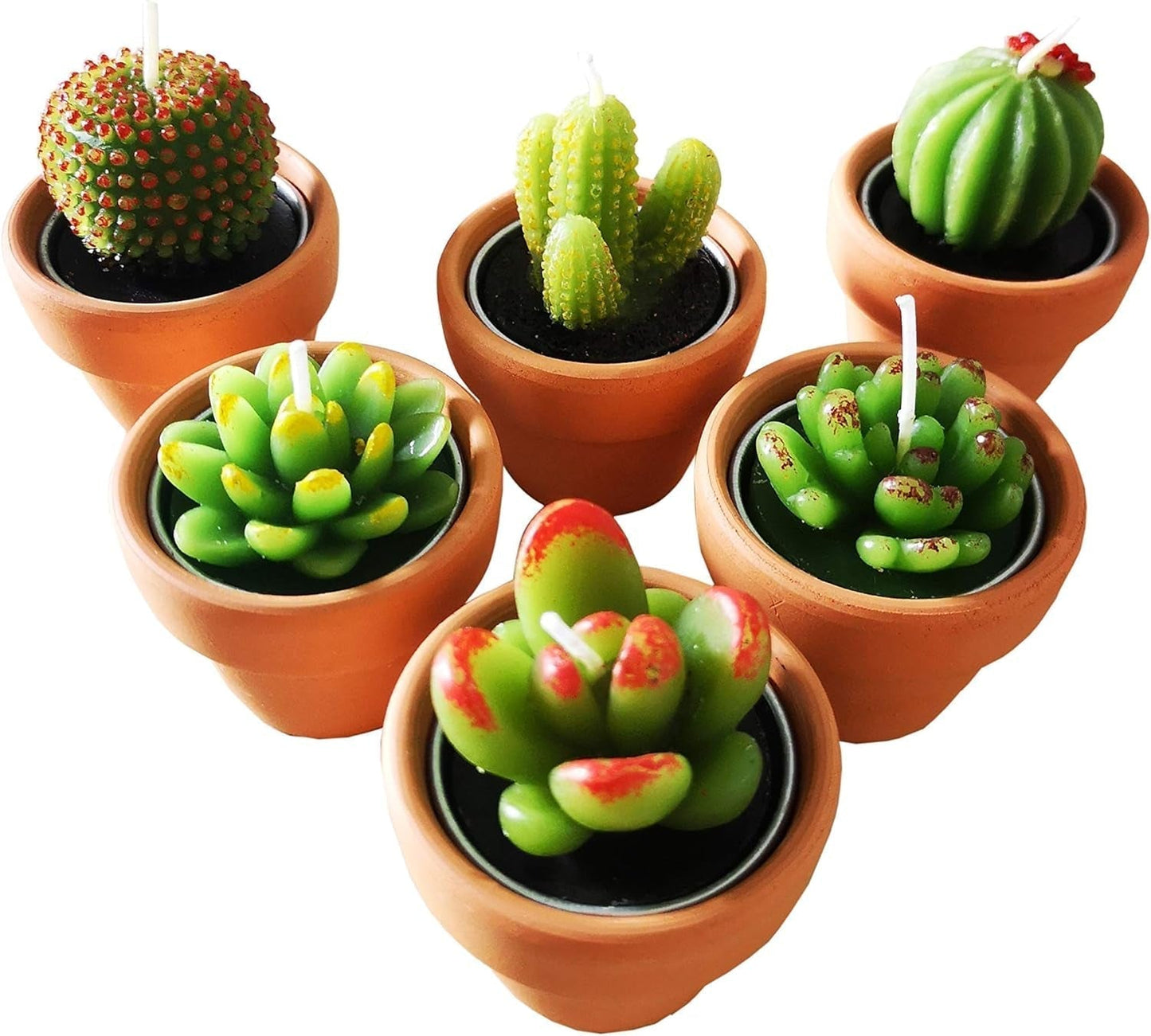 Cactus Tealight Candles with Tiny Terracotta Pots Holder, Succulent Baby Shower Favors Decorations, Delicate Decorative Candles Valentine'S Day Birthday House-Warming Party Spa Home Decorates (6)âŠ