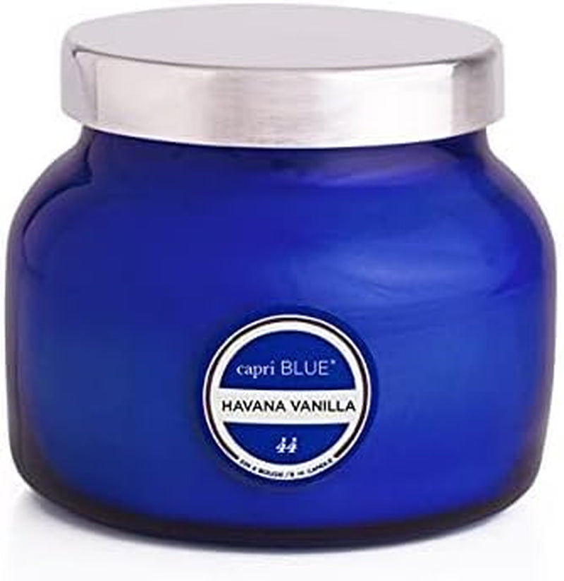 Signature Jar Candles - Long Lasting Soy Wax Blend - Luxury Tropical Scented Candles - Comes in Blue Decorative Glass Jar (Havana Vanilla, 8 Oz)