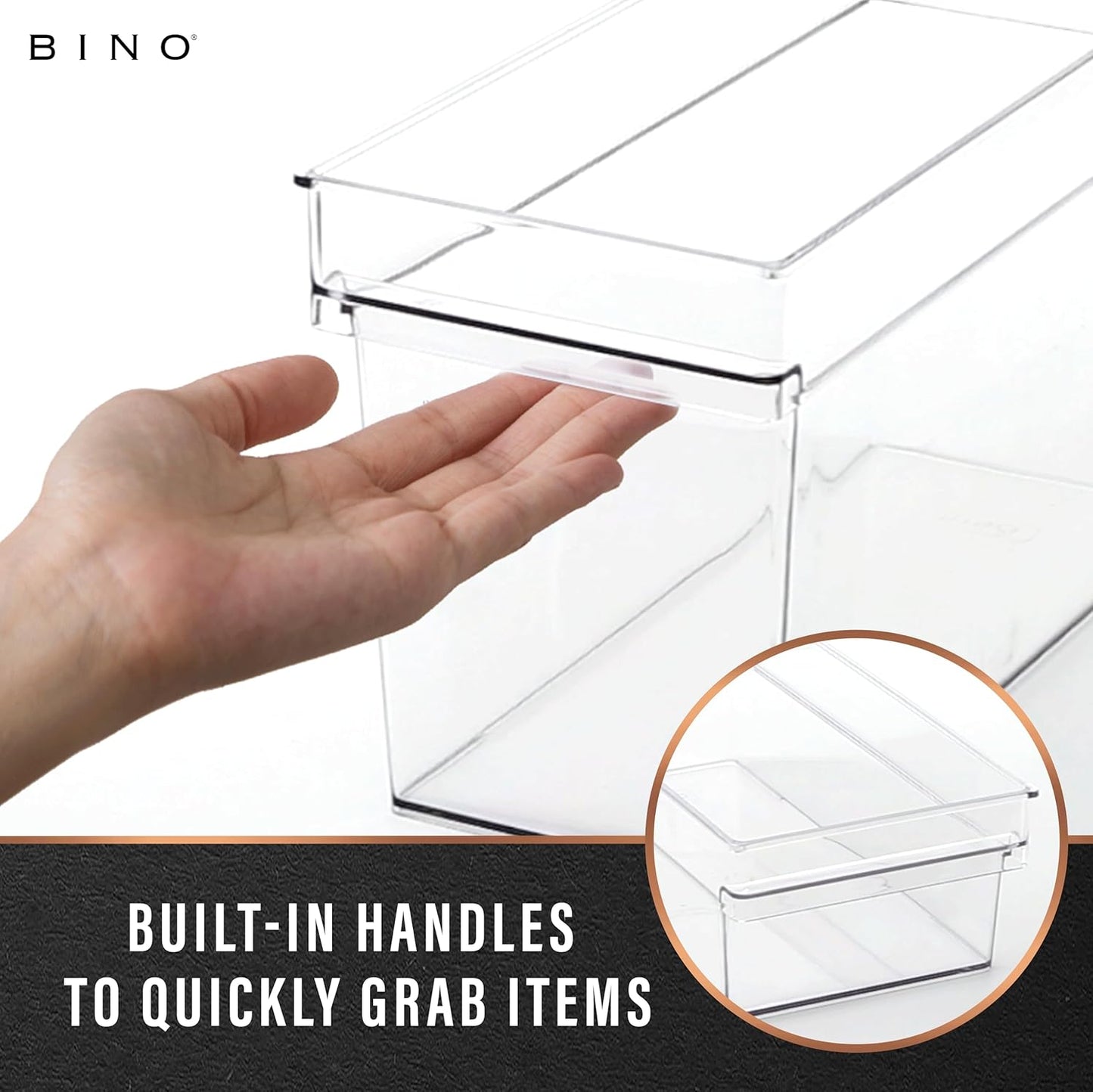 | Plastic Storage Bins, Small | the HANDLER COLLECTION | Multipurpose Organizer Bins | Kitchen Pantry Organizers and Storage | Clear Containers for Organizing Home | Freezer Organizer