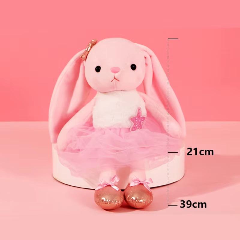Kawaii Ballet Rabbit Plush Toy Soft Stuffed Animal Cute Long Ear Bunny Plush Doll Toys for Kids Baby Sleeping Plushie Pillow Toy
