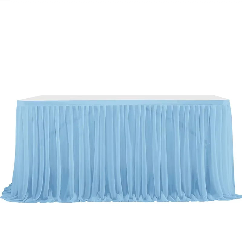 6/9FT Party Table Skirt Birthday Pleated Dessert Tablecloth Cover Wedding Festive Table Skirting Baby Shower Home Table Decor