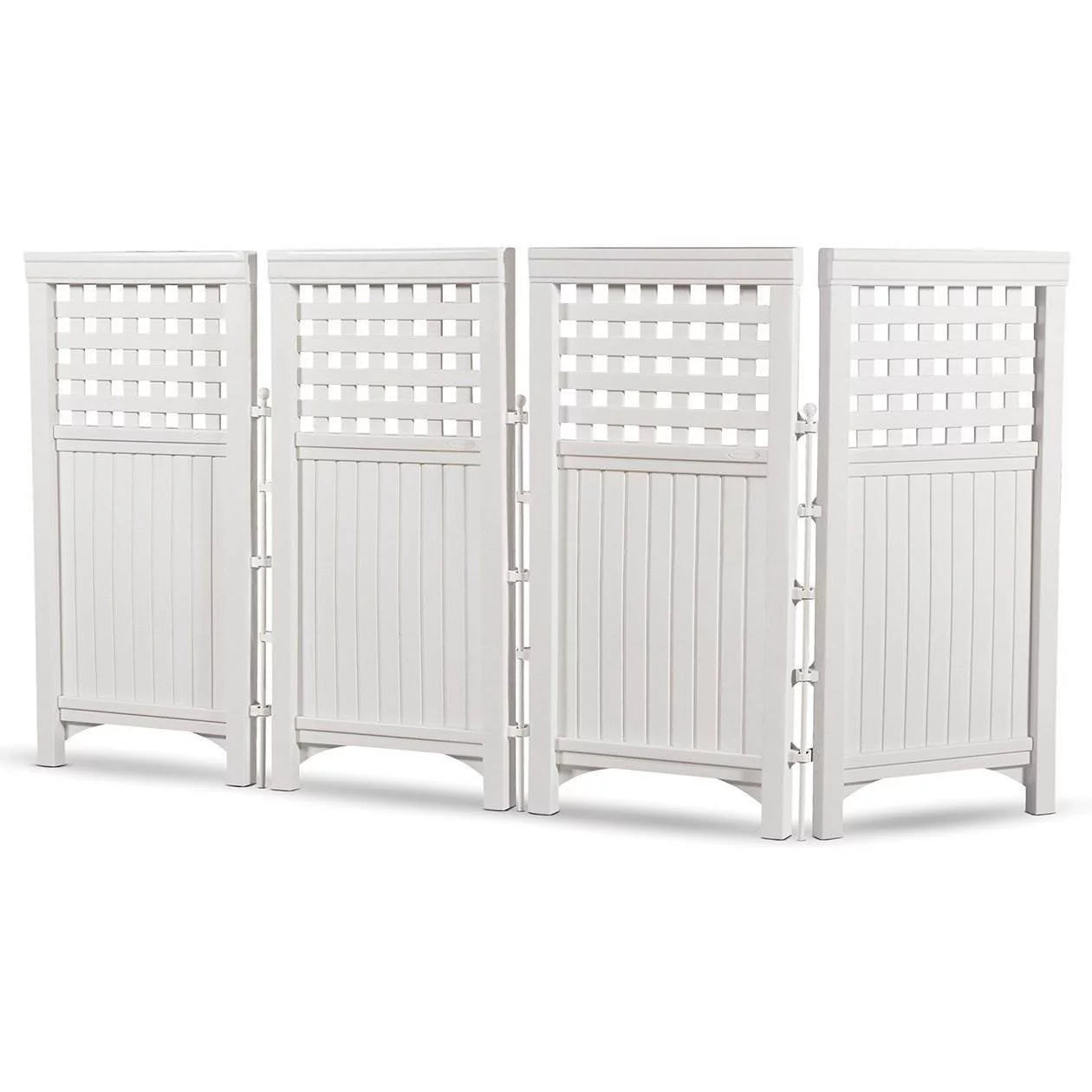 FS4423D Outdoor Patio 4 Panel Screen Enclosure Gated Fence, Plastic, White, 44 in H X 24 in D