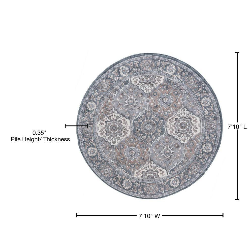 Madison Oriental Gray 8 Ft. round Indoor Area Rug