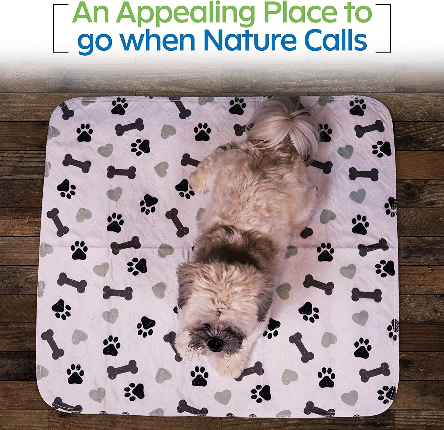 Washable Pee Pads for Dogs - Waterproof Reusable Puppy Pads with Anti-Slip Backing, Pet Training Pad for Puppy Playpen, Crate, Whelping Box, Potty Training (Pack of 2 - 30X34)