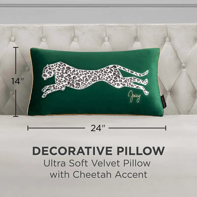 Velvet Cheetah Plush Decorative Throw Pillows - 14" X 24"