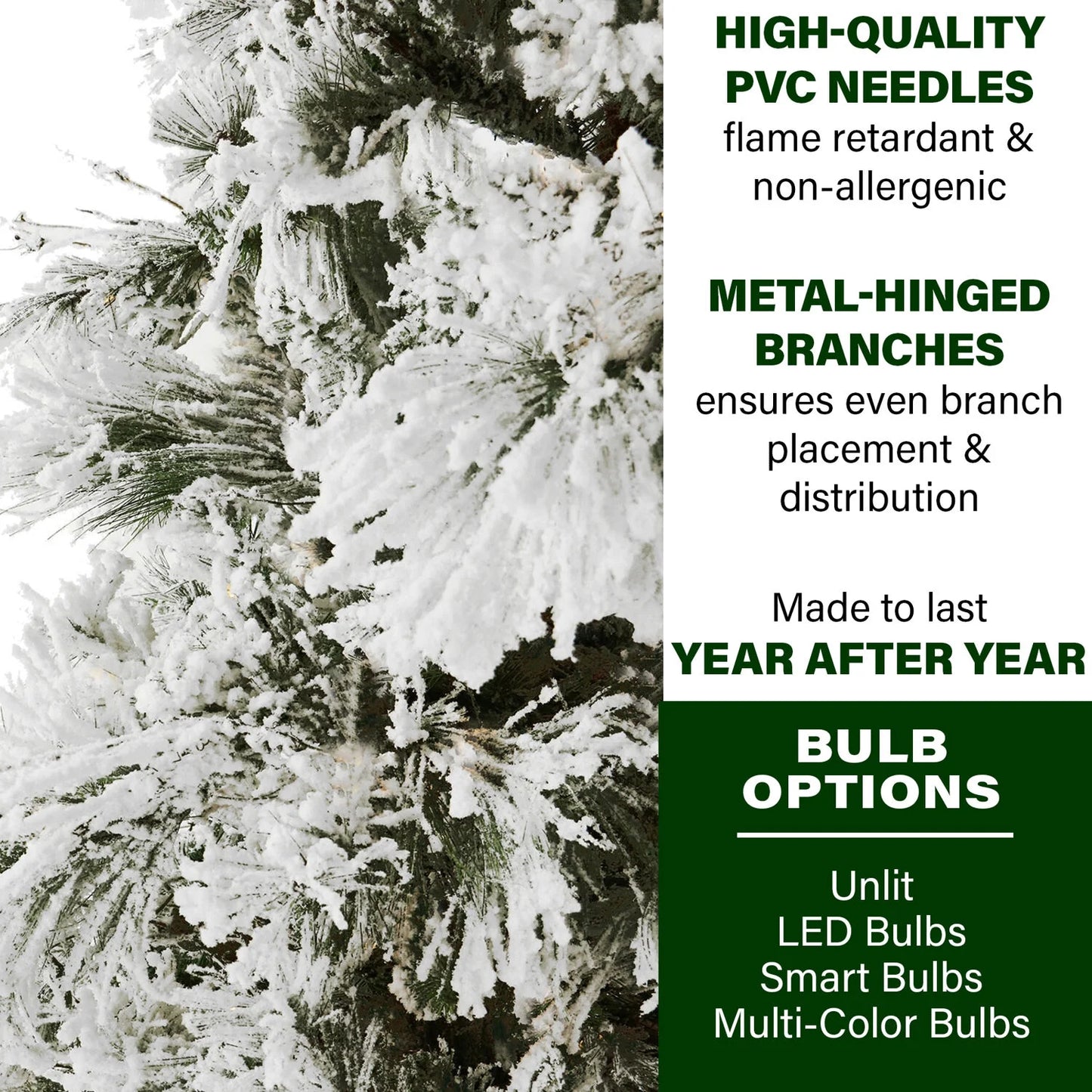 5.0-Foot Snowy Pine Flocked Slim Christmas Tree, No Lights, FFSN050-0SN