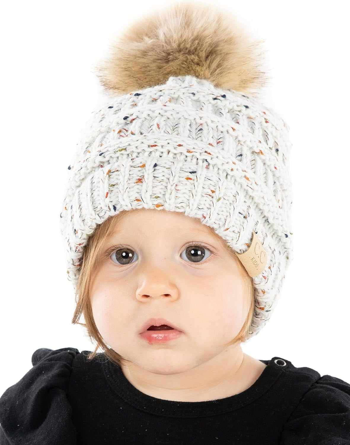 Cozy Toddler Cable Knit Pom Beanie - Warm Winter Hat for Kids