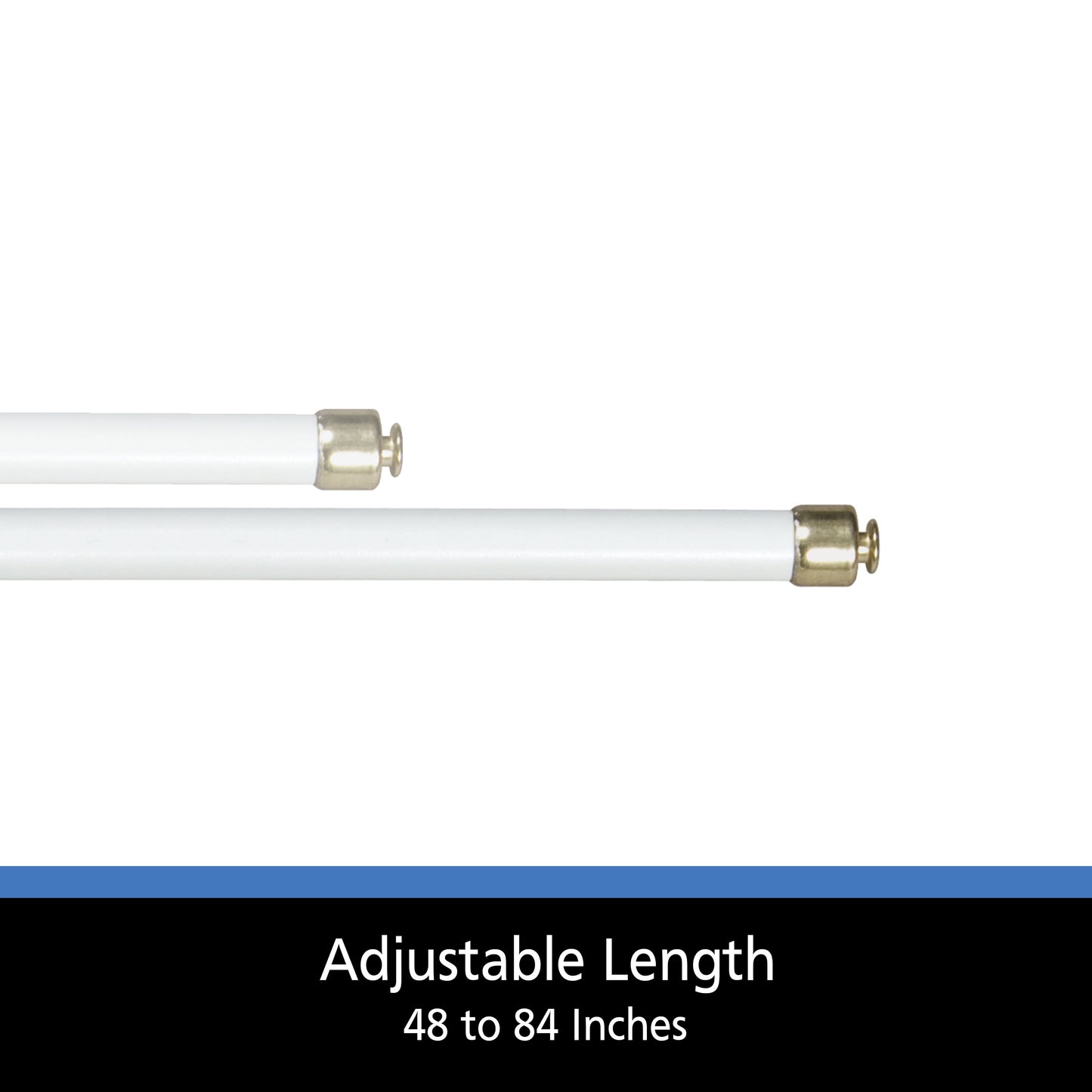 7/16" White round Sash Curtain Rod, 48-84"