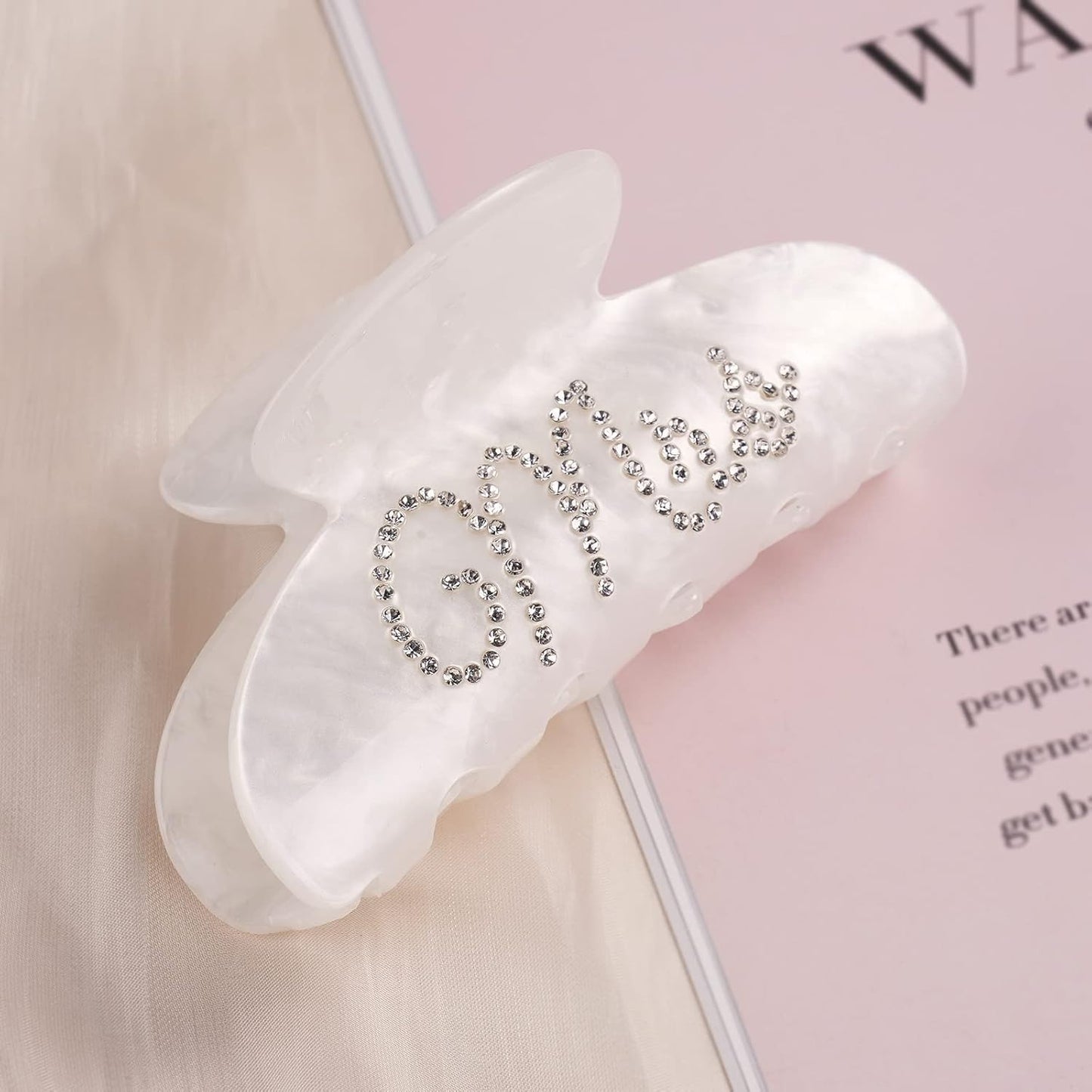 Hair Clip, White Acrylic Mrs Hair Clip with Double-Side Rhinestone Mrs Logo, Wedding Gift for Bride, Bridal Shower, Bachelorette Party Decorations Accessory, Bride Birthday
