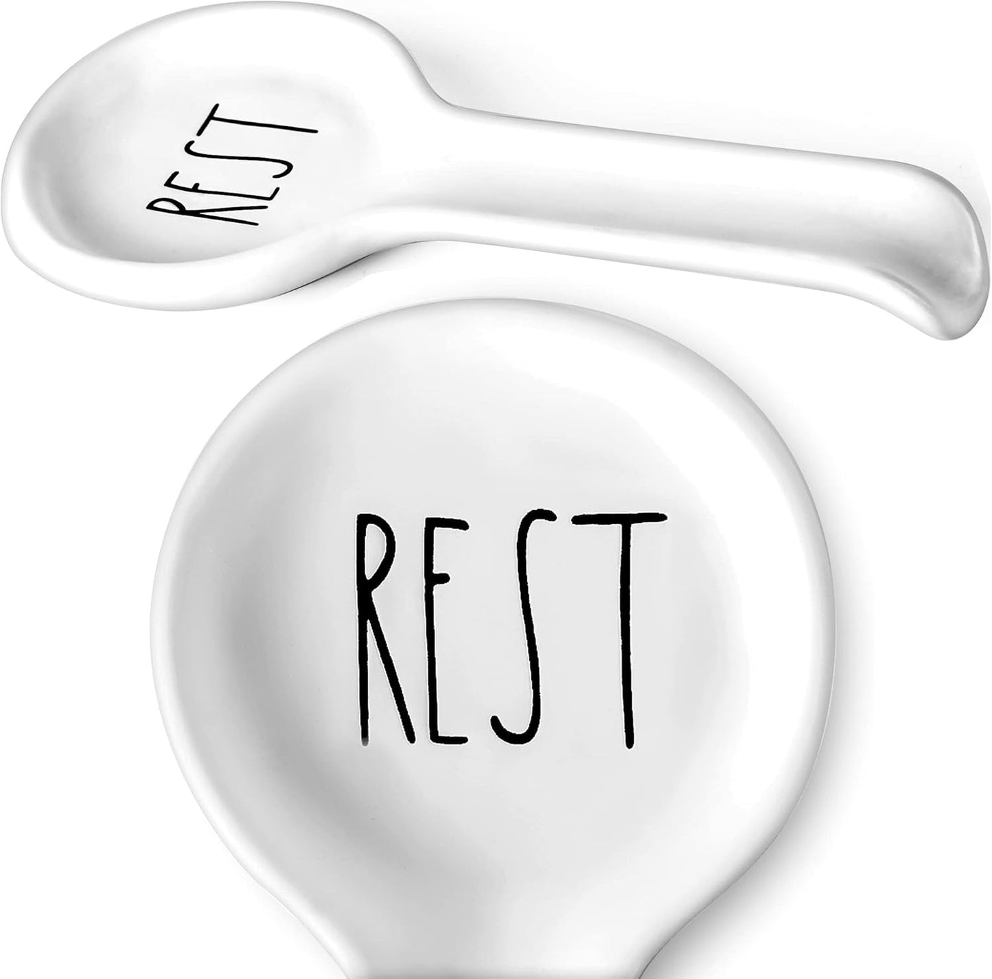 Ceramic Spoon Rest for Stove Top - Farmhouse Spoon Holder for Kitchen Counter - Coffee Spoon Rest, Kitchen Utensil Holder - Cooking Ladle Holder - Farmhouse Kitchen Decor, Accessories, Gifts (White)