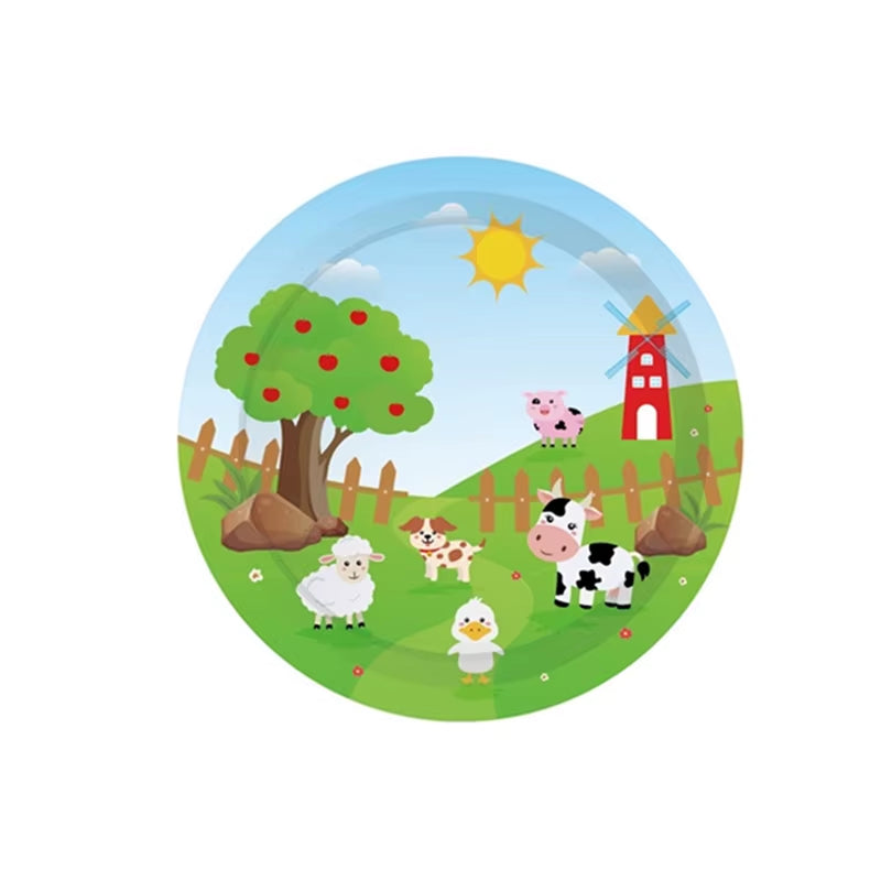 Farm Animals Theme Birthday Party Decoration Kids Paper Napkins Plates Cups Bags Disposable Party Tableware Decorative Plates