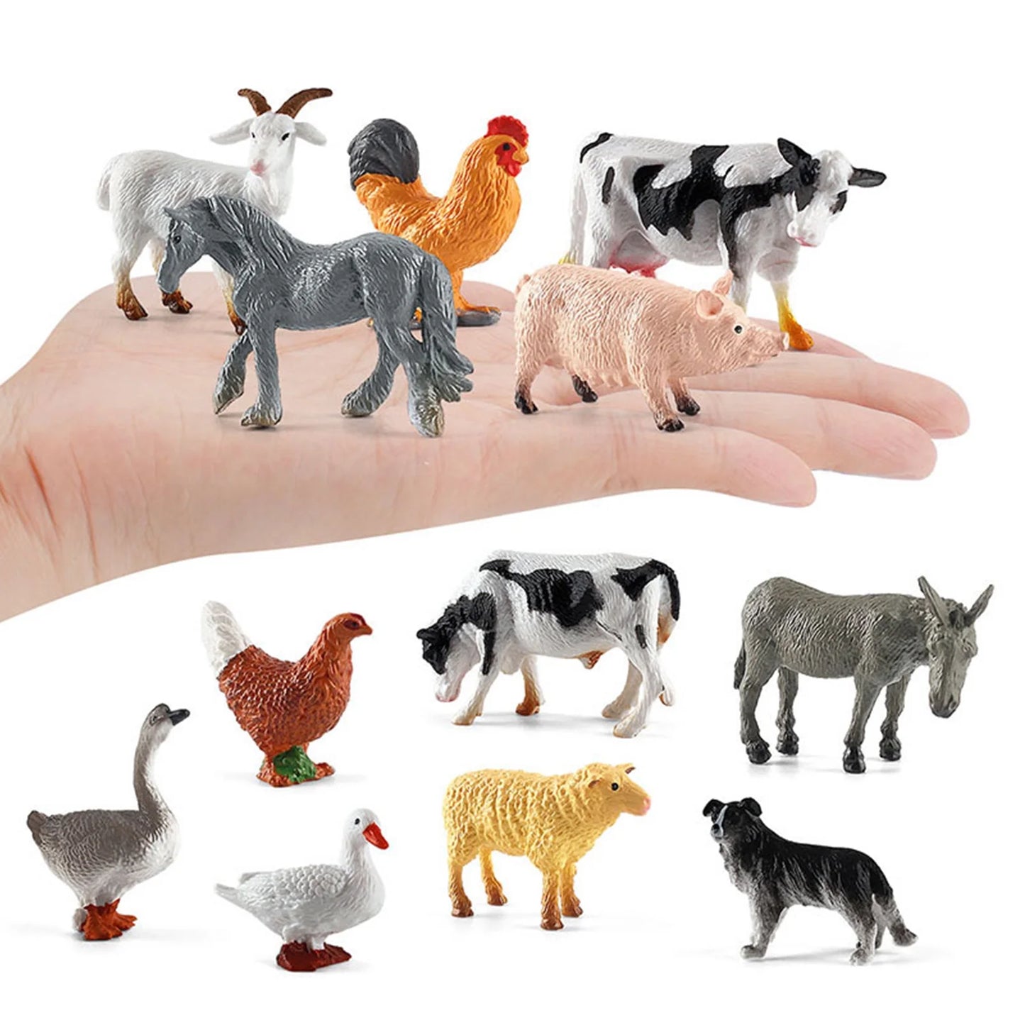 12Pcs Mini Farm Animal Figurines Realistic Farm Animal Figures Toys Plastic Farm Barn Animals Playset Set for Toddlers