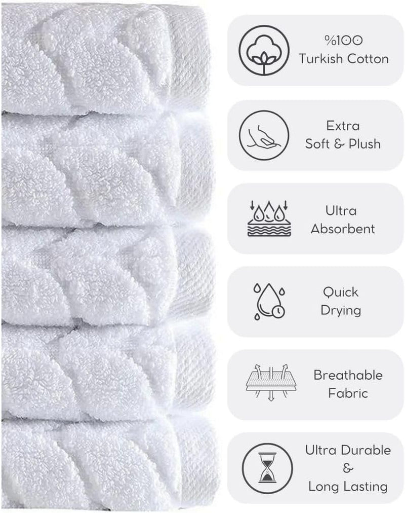 100% Turkish Cotton Jacquard Luxury Towel Set – Quick Dry Non-Gmo Ultra-Soft, Plush and Absorbent Luxury Durable Turkish Towels Set (Coral Red, 6 Pcs Towel Set)