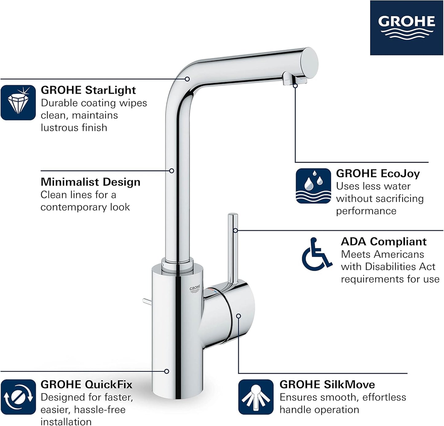 23737EN2 Concetto Single-Handle Bathroom Faucet L-Size, Brushed Nickel Infinityfinish