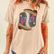 Sequin Round Neck Short Sleeve T-Shirt